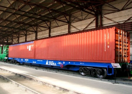 Фитинговая платформа, удлинённая, для перевозки контейнеров